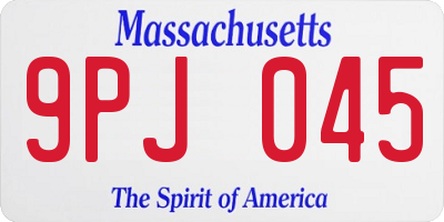 MA license plate 9PJ045