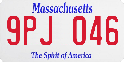 MA license plate 9PJ046