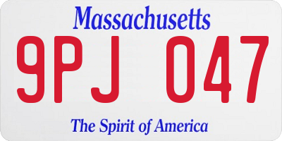 MA license plate 9PJ047