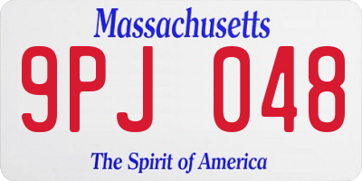 MA license plate 9PJ048