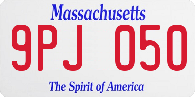 MA license plate 9PJ050