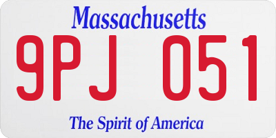 MA license plate 9PJ051