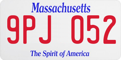 MA license plate 9PJ052