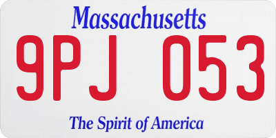 MA license plate 9PJ053