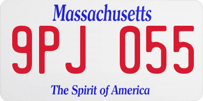 MA license plate 9PJ055