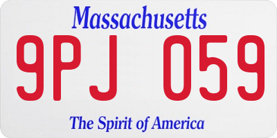 MA license plate 9PJ059