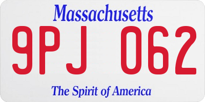 MA license plate 9PJ062