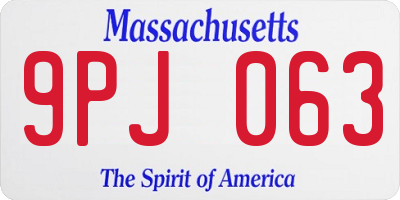 MA license plate 9PJ063