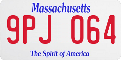 MA license plate 9PJ064