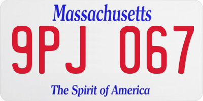 MA license plate 9PJ067