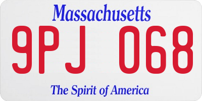 MA license plate 9PJ068