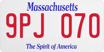 MA license plate 9PJ070