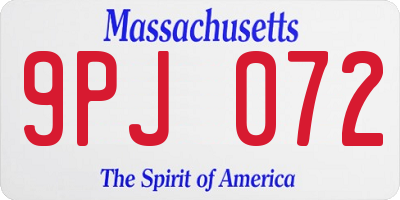 MA license plate 9PJ072