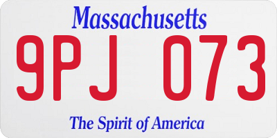 MA license plate 9PJ073