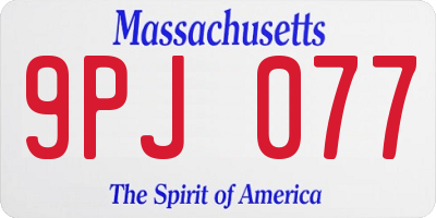 MA license plate 9PJ077