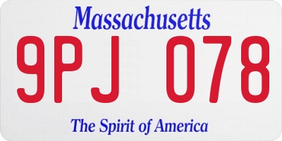 MA license plate 9PJ078