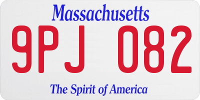 MA license plate 9PJ082