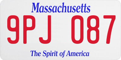MA license plate 9PJ087