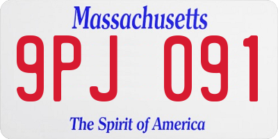 MA license plate 9PJ091