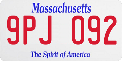 MA license plate 9PJ092