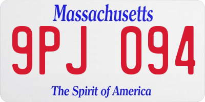 MA license plate 9PJ094