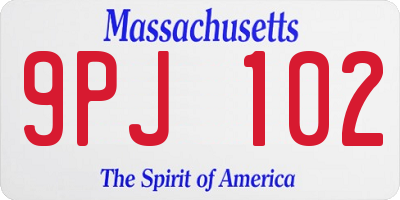 MA license plate 9PJ102