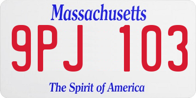 MA license plate 9PJ103