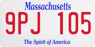 MA license plate 9PJ105