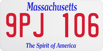 MA license plate 9PJ106