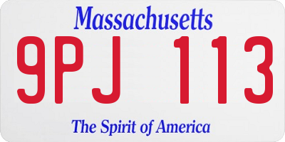 MA license plate 9PJ113