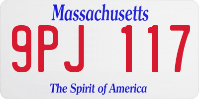 MA license plate 9PJ117