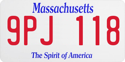 MA license plate 9PJ118