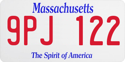 MA license plate 9PJ122
