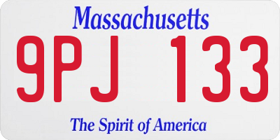 MA license plate 9PJ133
