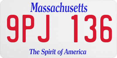 MA license plate 9PJ136