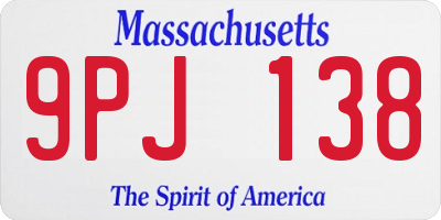 MA license plate 9PJ138