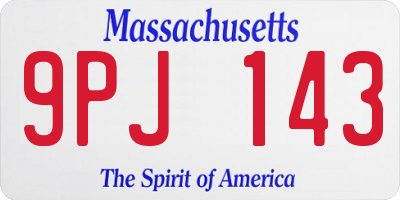 MA license plate 9PJ143