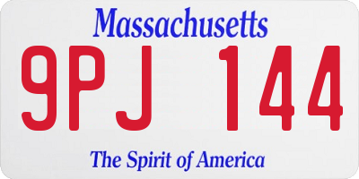 MA license plate 9PJ144