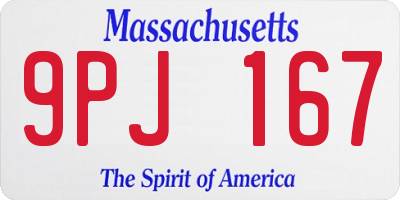 MA license plate 9PJ167