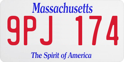 MA license plate 9PJ174