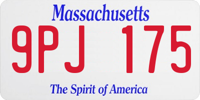 MA license plate 9PJ175