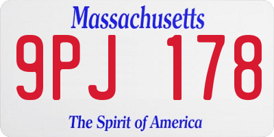 MA license plate 9PJ178