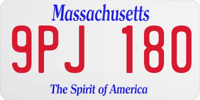 MA license plate 9PJ180
