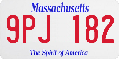 MA license plate 9PJ182