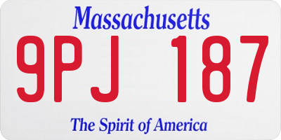 MA license plate 9PJ187