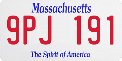 MA license plate 9PJ191
