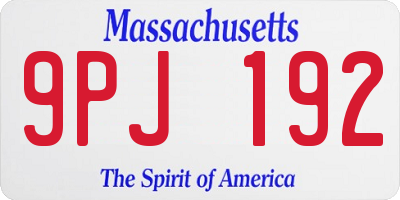 MA license plate 9PJ192
