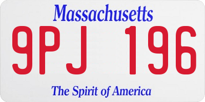 MA license plate 9PJ196