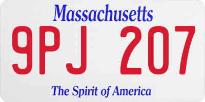 MA license plate 9PJ207