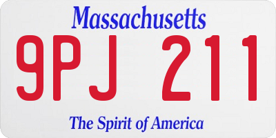 MA license plate 9PJ211